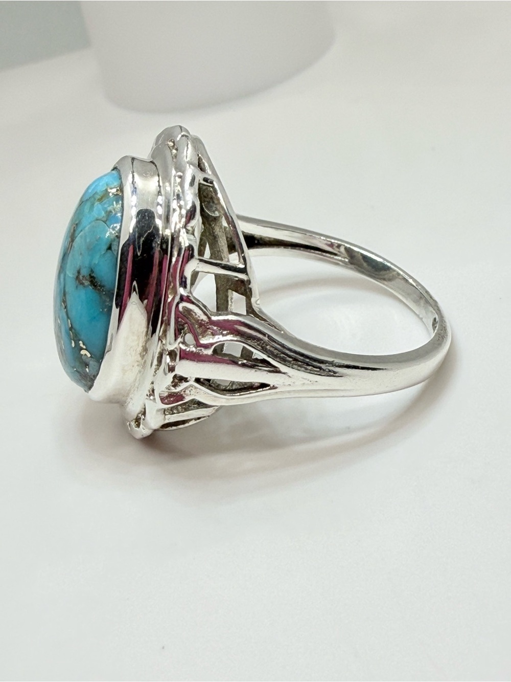 Sterling Silver Turquoise Statement Ring - Blue Turquoise - Picture 10 of 16